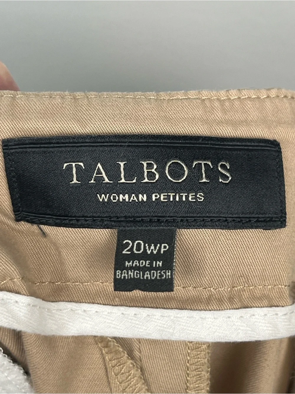 Talbots khaki Heritage side zip capri length pants, 20W petite.